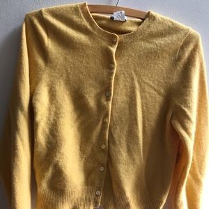 J.Crew mustard cashmere cropped cardigan